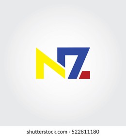 NZ flat initial letter logo combining yellow, blue and red