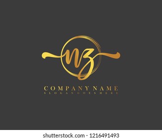 NZ initial handwriting logo circle template vector