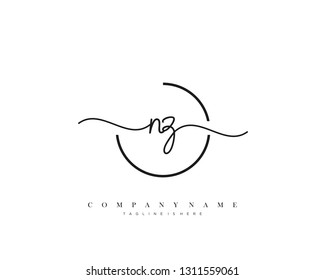 NZ initial handwriting logo template vector
