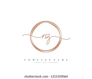 NZ initial handwriting logo template vector
