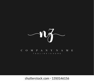 NZ initial handwriting logo template with luxury color vector