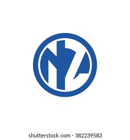 NZ initial letters circle business logo blue