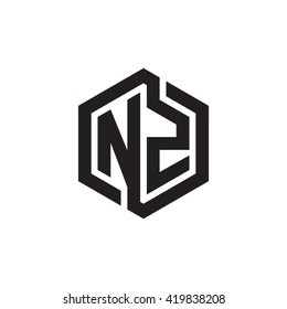 NZ initial letters looping linked hexagon monogram logo