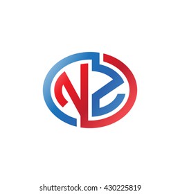 NZ initial letters looping linked ellipse logo red blue