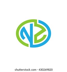 NZ initial letters looping linked ellipse logo blue green
