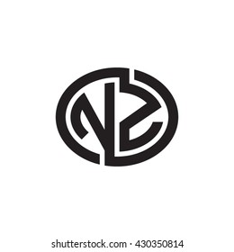 NZ initial letters looping linked ellipse monogram logo