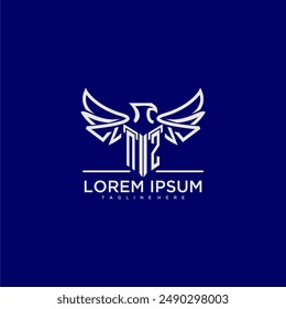 Monograma inicial de NZ para el logotipo de la empresa con Imagen de águila