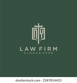 NZ initial monogram for law firm with sword and shield logo image