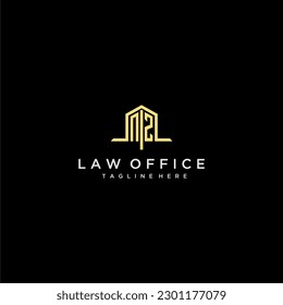 Logo de monograma inicial de NZ para oficina de leyes con imagen de diseño de oficina en el hogar