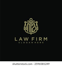 NZ initial monogram logo for lawfirm with scale vector design