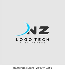NZ initial monogram for technology logo design