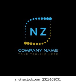 NZ letter logo design on black background. NZ creative initials letter logo concept. NZ unique design.
