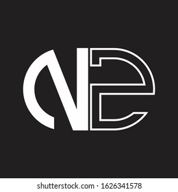 NZ Letter logo monogram with oval shape negative space design template