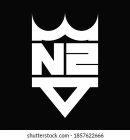 NZ Logo monogram with crown shape isolated on Black background