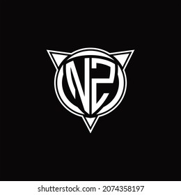 Monograma del logotipo NZ aislado con forma de círculo y tres flechas de diseño