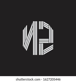 NZ Logo monogram with outline style linked isolated on black background