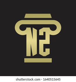 NZ Logo monogram with pillar style design template with gold colors