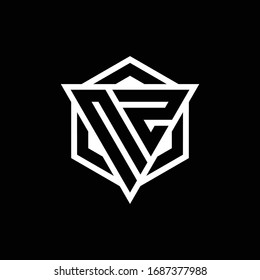 NZ logo monogram with triangle and hexagon shape combination isolated on back and white colors