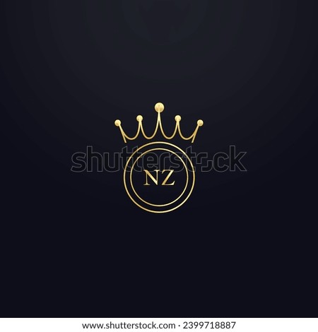 NZ logo. N Z design. White NZ letter. NZ, N Z letter logo design. Initial letter NZ linked circle uppercase monogram logo. N Z letter logo vector design. Golden latter, golden, mark Stock fotó © 