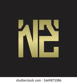 Logotipo de NZ con plantilla de diseño de forma escamosa con colores dorados