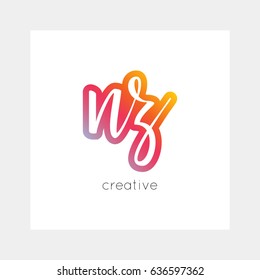 NZ logo, vector. Useful as branding, app icon, alphabet combination, clip-art.