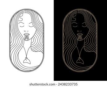 NZ Maori Woman linear line art geometric vector logo badge