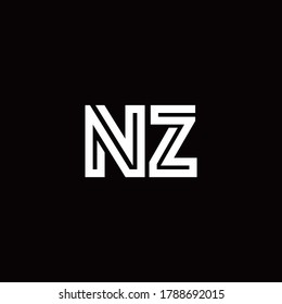 Logo de monograma NZ con plantilla de diseño de línea abstracta