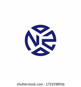 Logotipo de monograma NZ con formas abstractas en una plantilla de diseño de estilo moderno