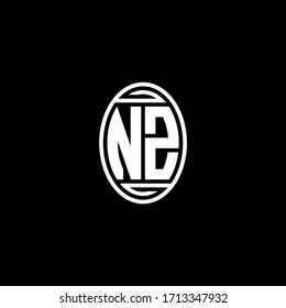 Logotipo de monograma NZ aislado en la plantilla de diseño de formas giratorias ovaladas