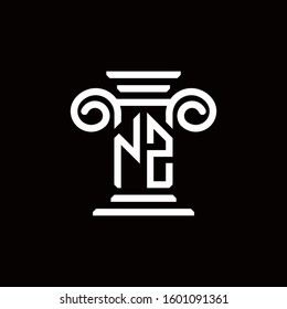 NZ monogram logo with pillar style design template