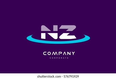 nz n z cyan magenta blue letter combination alphabet vector company logo icon sign design template 