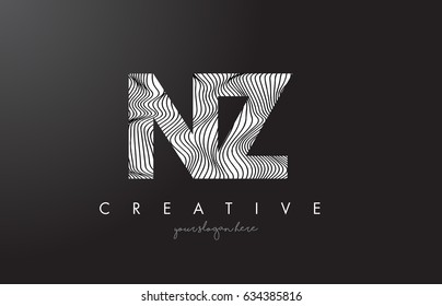 NZ N Z Letter Logo with Zebra Lines Texture Design Vector Illustration.