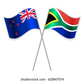 Nz South African Crossed Flags New Stock Vector Royalty Free 620847074