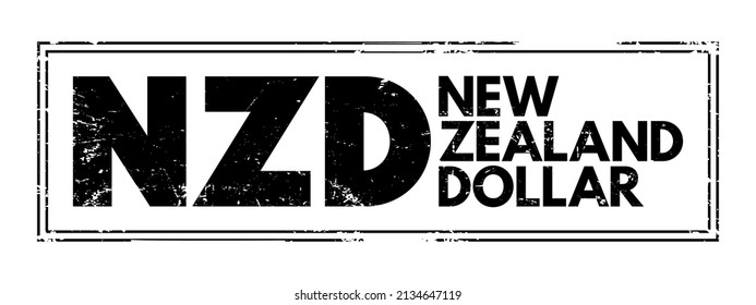 NZD - Sello de texto del acrónimo en dólares de Nueva Zelanda, fondo de concepto