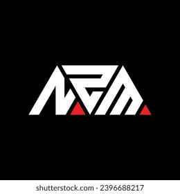 NZM triangle letter logo design with triangle shape. NZM triangle logo design monogram. NZM triangle vector logo template with red color. NZM triangular logo Simple, Elegant, and Luxurious design.