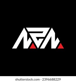 NZN triangle letter logo design with triangle shape. NZN triangle logo design monogram. NZN triangle vector logo template with red color. NZN triangular logo Simple, Elegant, and Luxurious design.