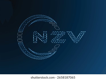 NZV low poly letter logo vector design. NZV lower poly logo design. Low poly logo.