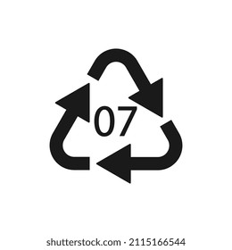 O 07 Recycling-Code-Symbol. Plastikrecyclingvektor Polyethylenzeichen.