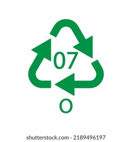 O 07 recycling code symbol. Plastic recycling vector polyethylene sign.