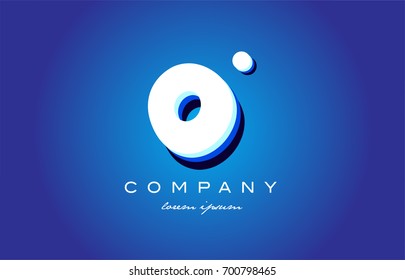 O 3d letters blue white logo vector creative company icon design template modern white
