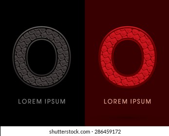 O, Abstract Font, Text, Typography, concept luxury hot and dark, red and black, pattern, graphic vector.