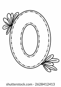 O alfabeto com desenho de flores, adequado para uso educacional, como folha de coloração ou cartão alfabético para crianças e pré-escolares