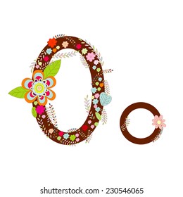 O Alphabet Flower Font Vector