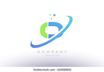 o alphabet green blue swoosh letter company logo vector icon design template