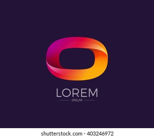 O Alphabet letter logo. Abstract Glossy Colorful logotype vector design template.