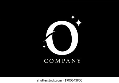 O alphabet letter logo for branding and business. Simple creative star design with swoosh in black and white colors. Can be used for a luxury company or icon lettering