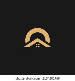 O alphabet letter logo icon of a home. Real estate house design for company and business identity with line
