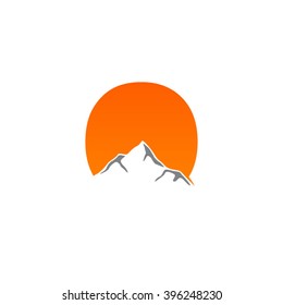 O alphabet mountain negative space letter logo orange