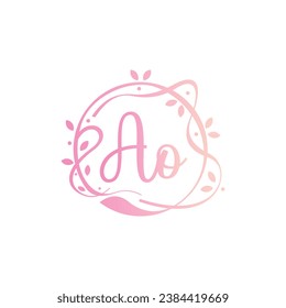 A O AO Beauty vector initial logo, handwriting logo of initial signature, wedding, fashion, jewerly, boutique, floral and botanical with creative template