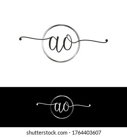 A O AO Initial handwriting logo vector. Hand lettering for designs